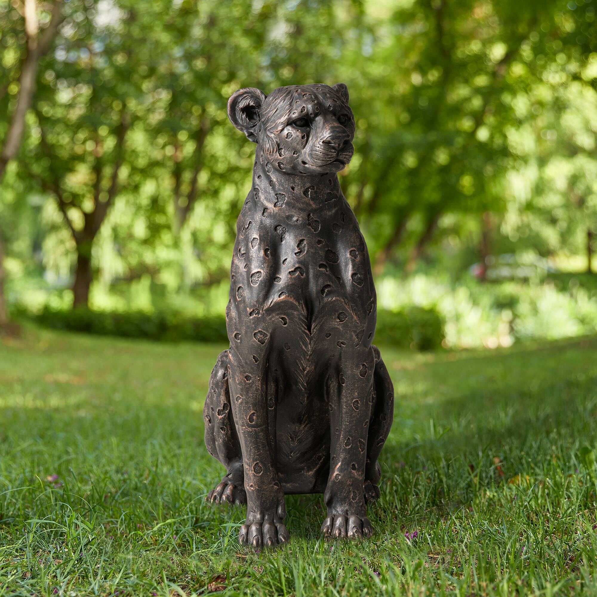 Glitzhome® 23.25" MGO Bronze Leopard Statue